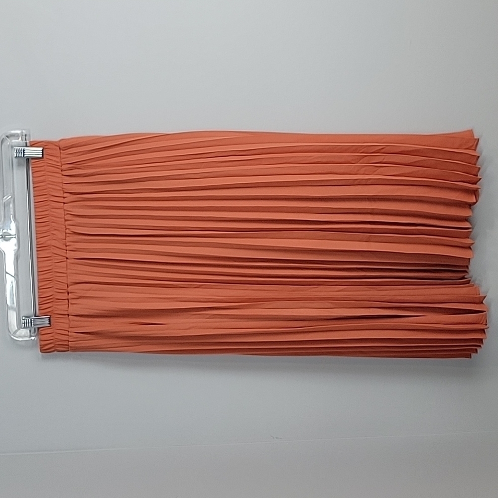 URBAN COCO Orange Pleated Midi Skirt with pockets size medium